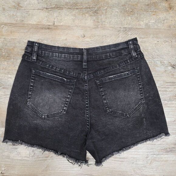 YMI High Rise Dream Fit Shorts Black Dark Wash Womens 11 / 30 Button Fly Denim - Picture 4 of 13